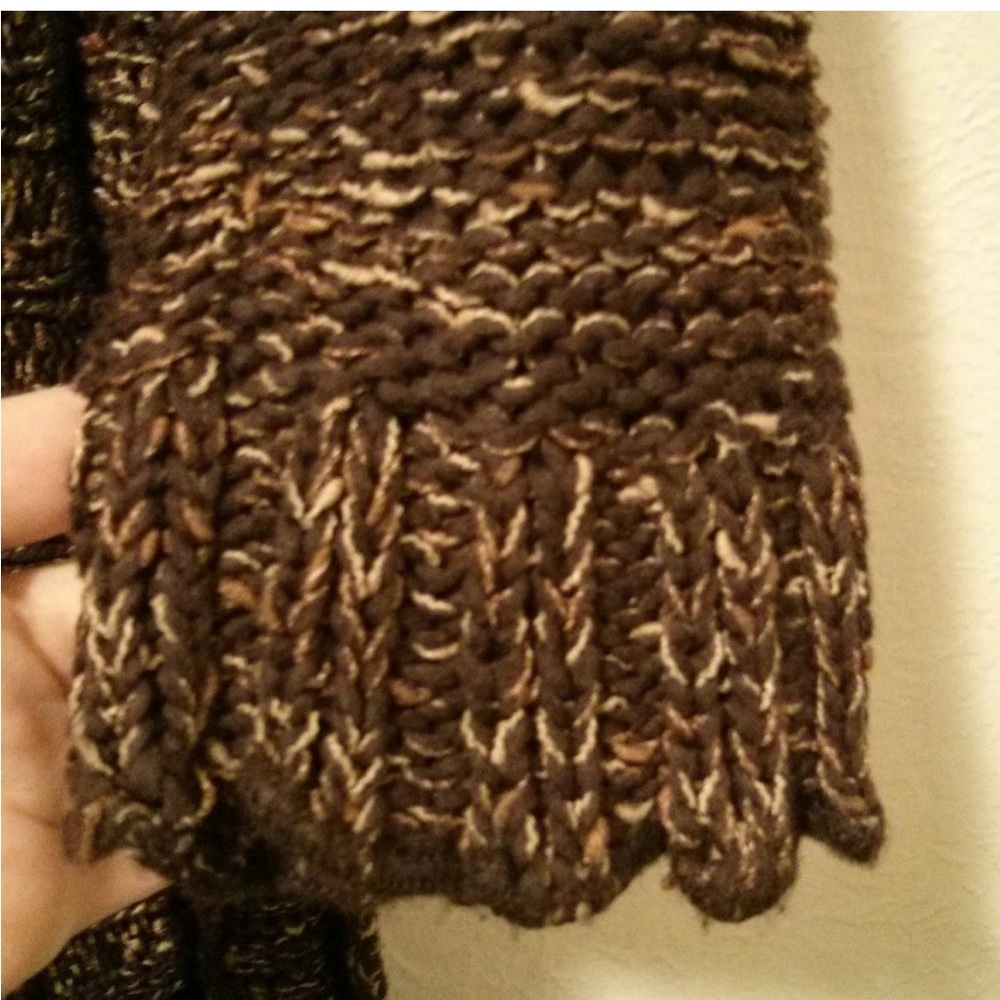 BCBG Long Brown Crocheted Duster Cardigan